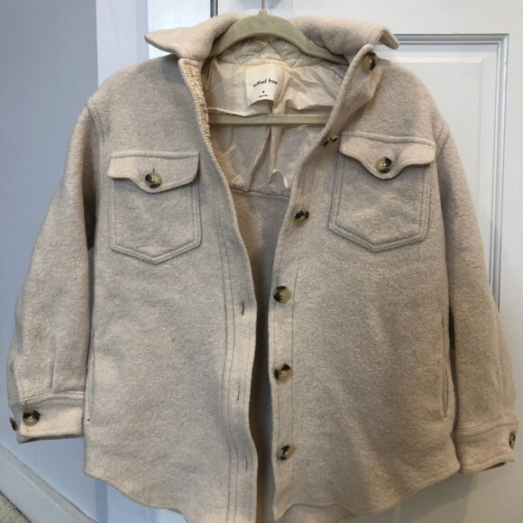 Aritzia Wilfred Free The Ganna Shirt Jacket in Heather Bone 100% Merino Wool - Picture 5 of 5